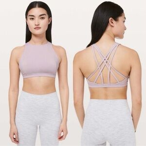 Lululemon Free To Be Serene Bra High Neck Heathered Powdered Mauve Womens Size 4